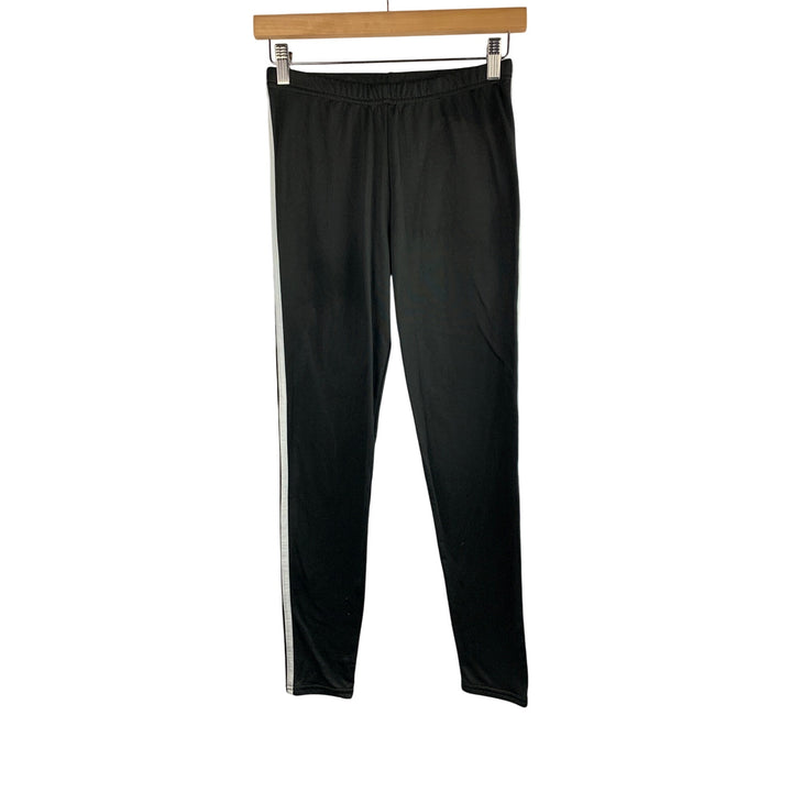 One Step Up Womens Black Leggings With White Stripe