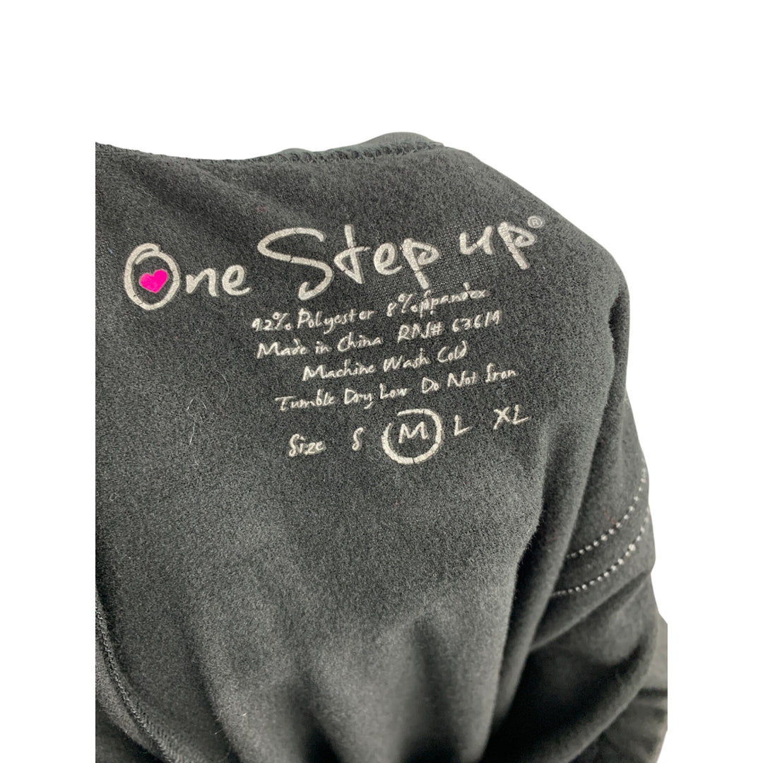 One Step Up Womens Black Leggings With White Stripe