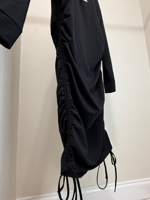 CBR Black Ruched Jersey Dress Sz XL NWT Adjustable Length