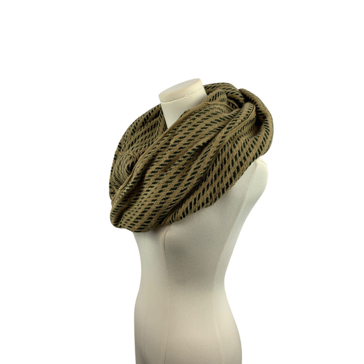 Striped Infinity Scarf Beige & Green
