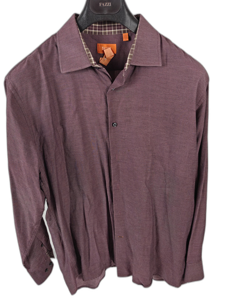 Men’s Tallia Dress Shirt Burgundy XL 17.5 Long Sleeve Cotton