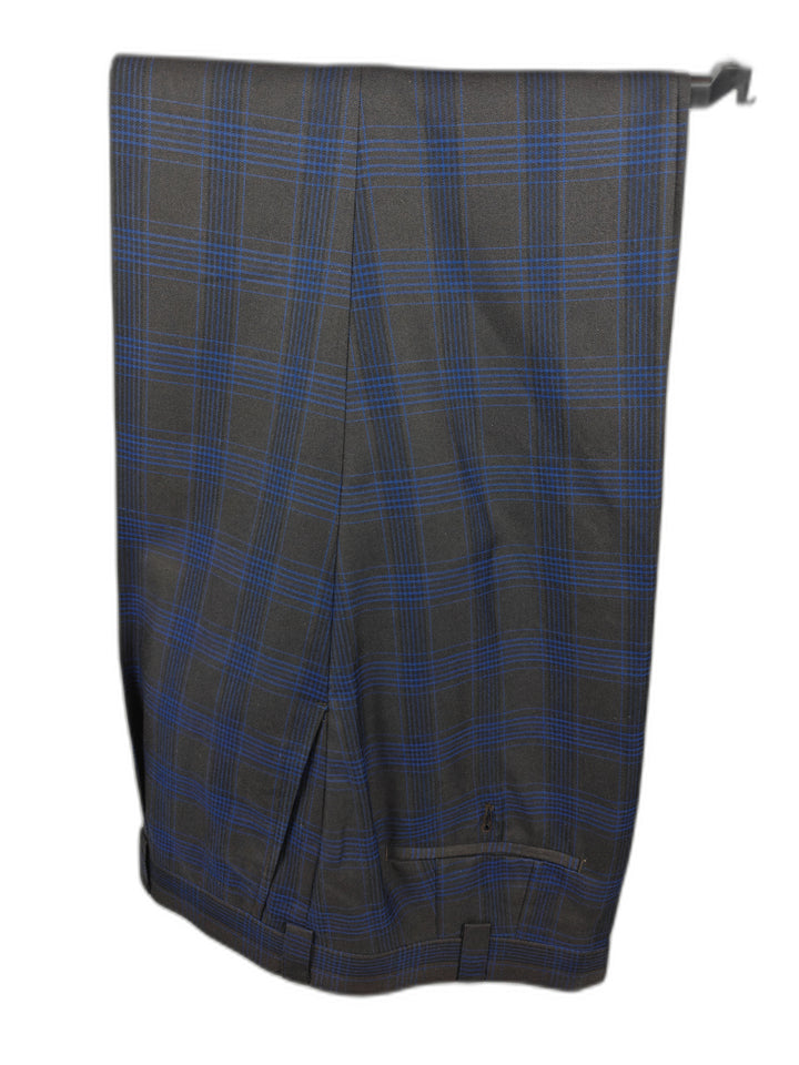 Steve Harvey Collection Samson Men's 46R Blue Gray Windowpane Plaid Suit 2-Piece Set Jacket & Pants