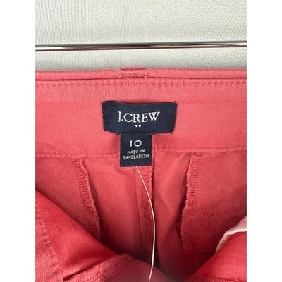 J.Crew Womens 9" Shorts Size 10 Red Cotton Blend Made In Bangladesh