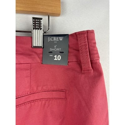 J.Crew Womens 9" Shorts Size 10 Red Cotton Blend Made In Bangladesh