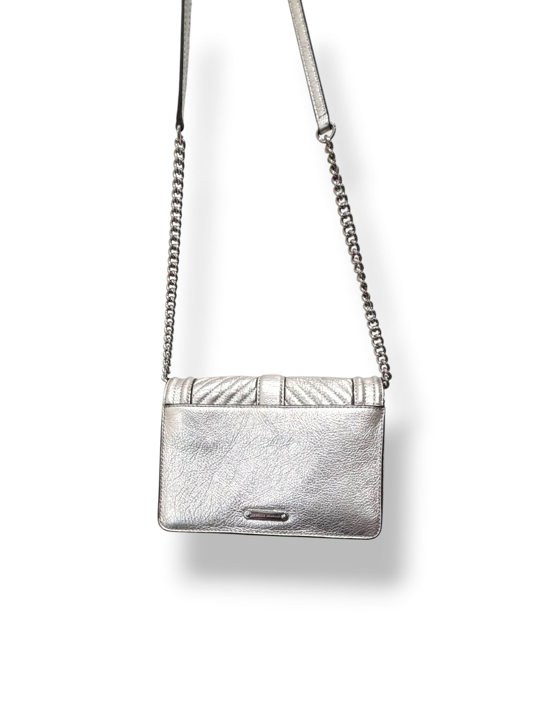 Rebecca Minkoff Small Love Silver Metallic Chevron Crossbody Bag