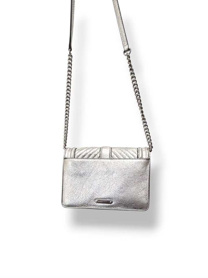 Rebecca Minkoff Small Love Silver Metallic Chevron Crossbody Bag