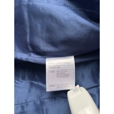 Santarelli Blue/multicolor pleated button down blazer, Size 12