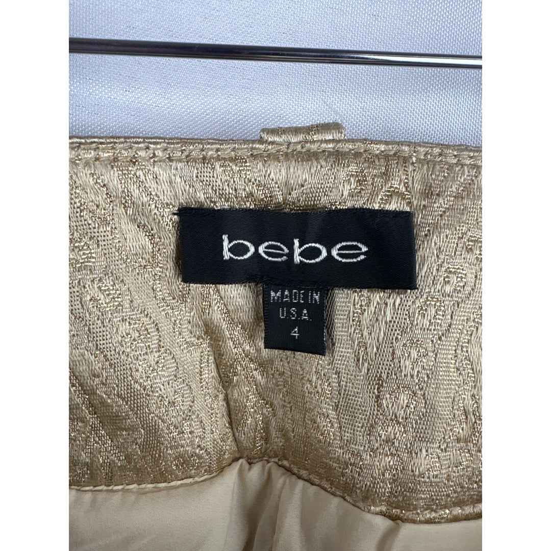 Bebe Metallic Jacquard Mini Skirt Size 4 Acetate Blend Made In USA