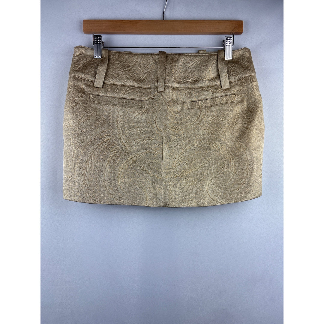 Bebe Metallic Jacquard Mini Skirt Size 4 Acetate Blend Made In USA