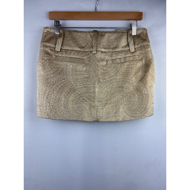 Bebe Metallic Jacquard Mini Skirt Size 4 Acetate Blend Made In USA