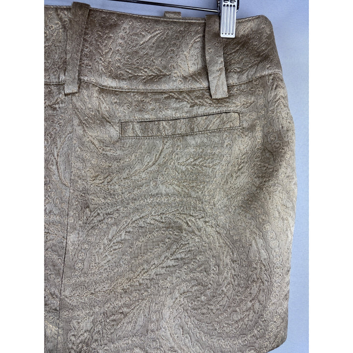Bebe Metallic Jacquard Mini Skirt Size 4 Acetate Blend Made In USA