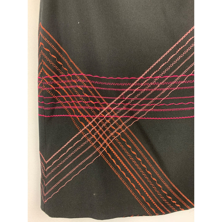 Alfani Womens Black & Multicolor Embroidered A-Line Skirt Size 4