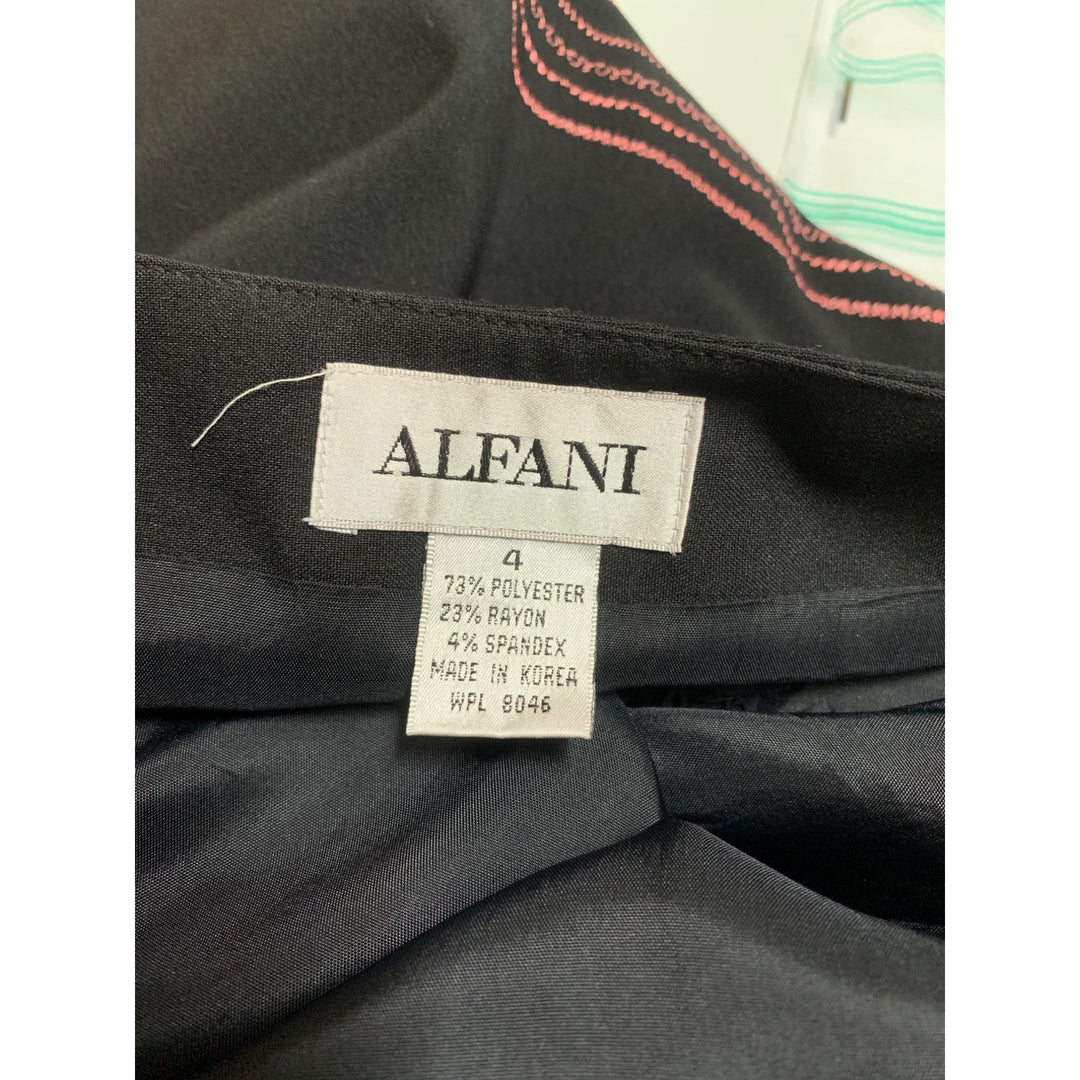 Alfani Womens Black & Multicolor Embroidered A-Line Skirt Size 4