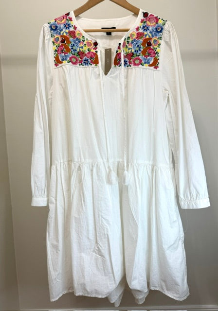 J.Crew White Embroidered Farmers Market Cotton Dress SzL NWT