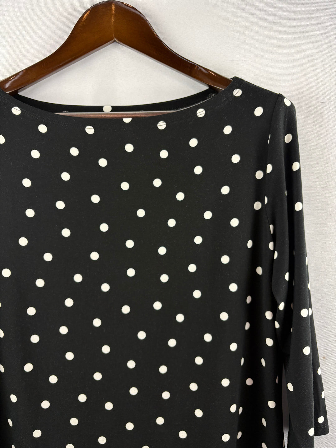 Women’s Ann Taylor Factory Large Black w/ White Polka Dot Blouse