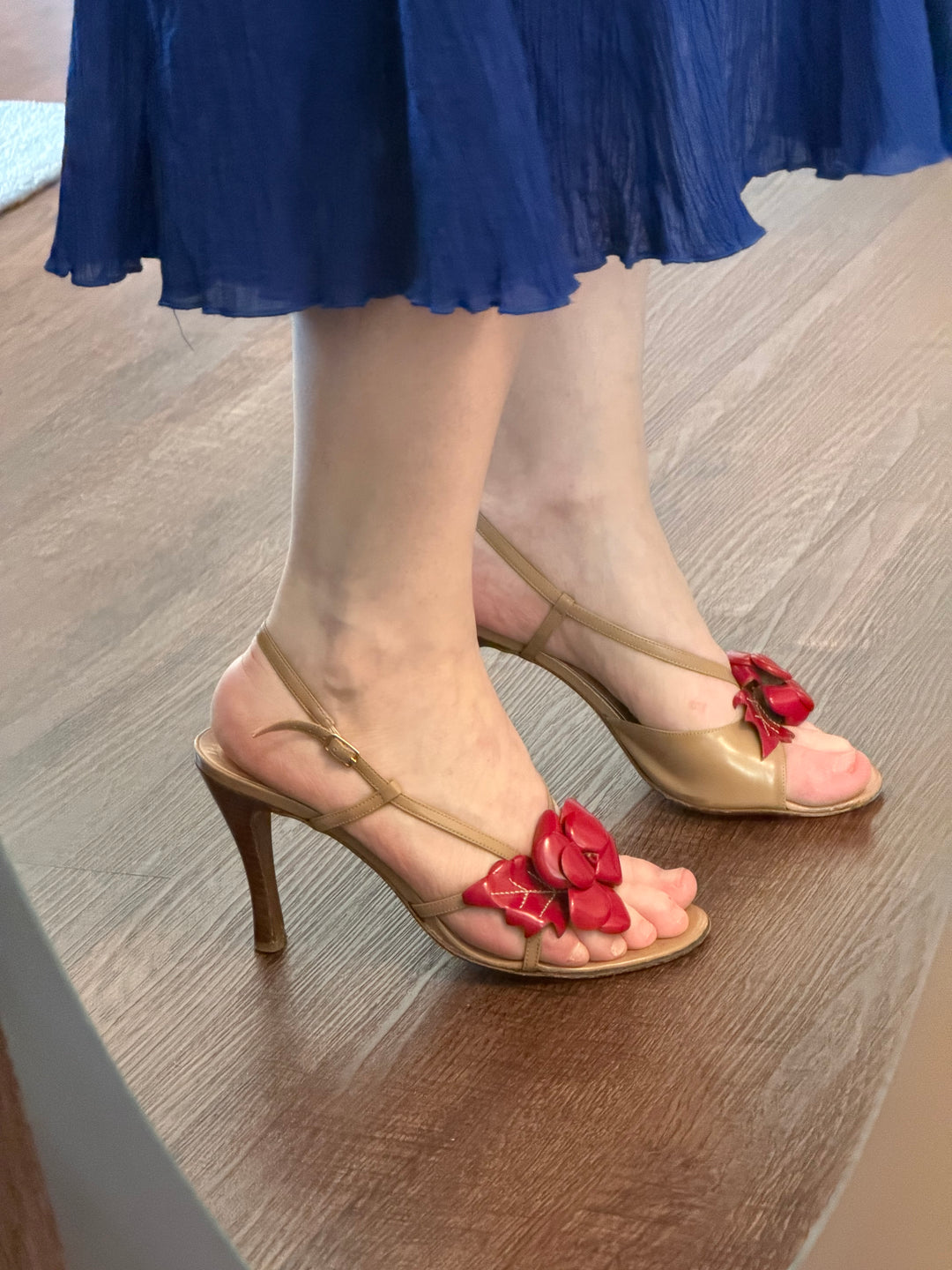 Ballin Italian Leather Floral Strappy Heels Size 8