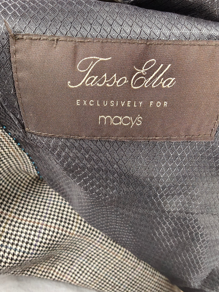 Men’s Tasso Elba Blazer Black White Houndstooth 46L