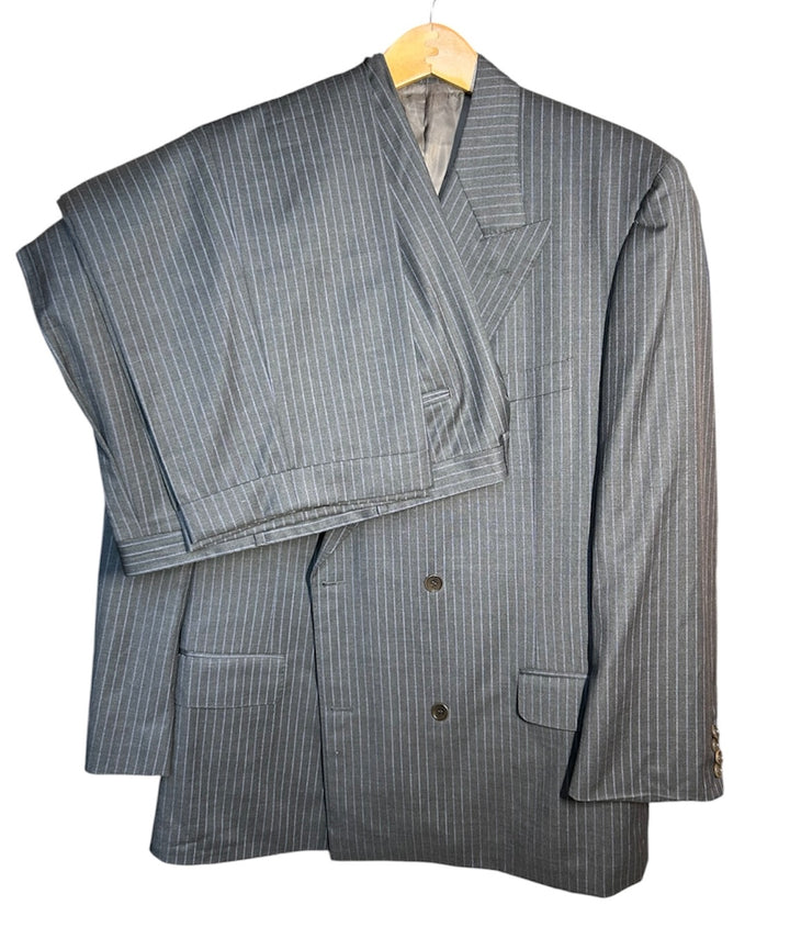 Canali Men’s Double-Breasted Pinstripe 100% Wool Suit Gray 40X29 46L Cuffed Pleated