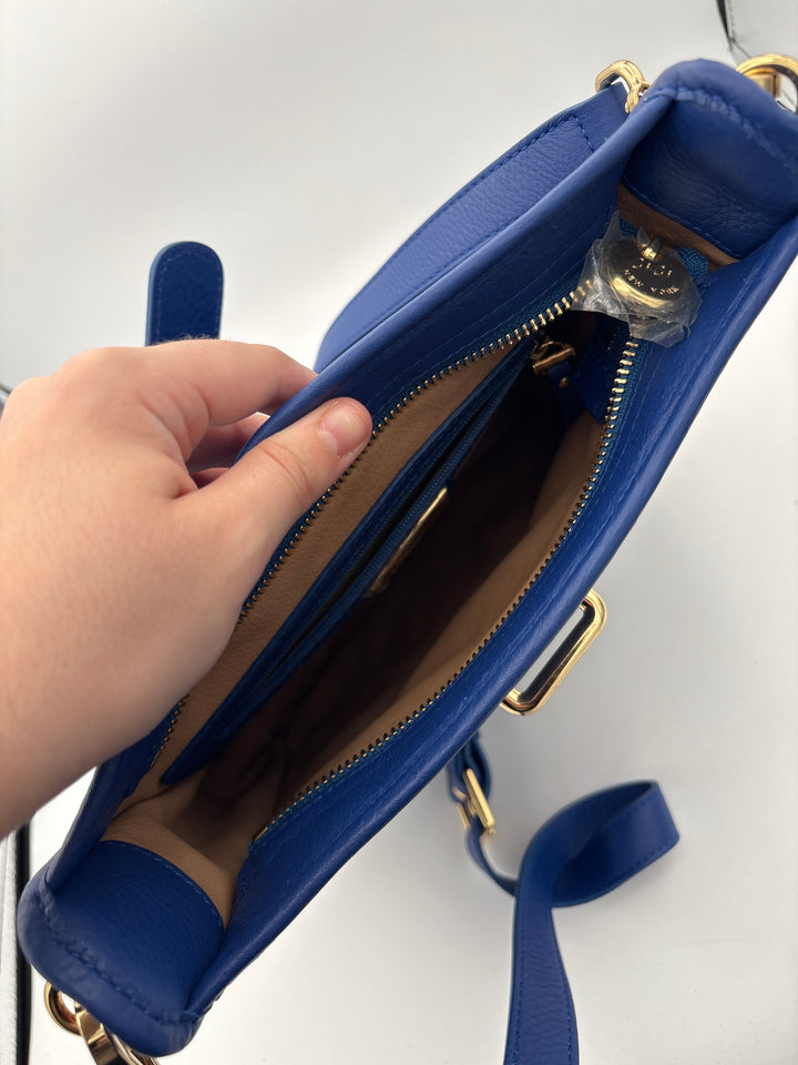 Women’s GiGi New York Royal Blue Crocodile Pattern Leather Purse