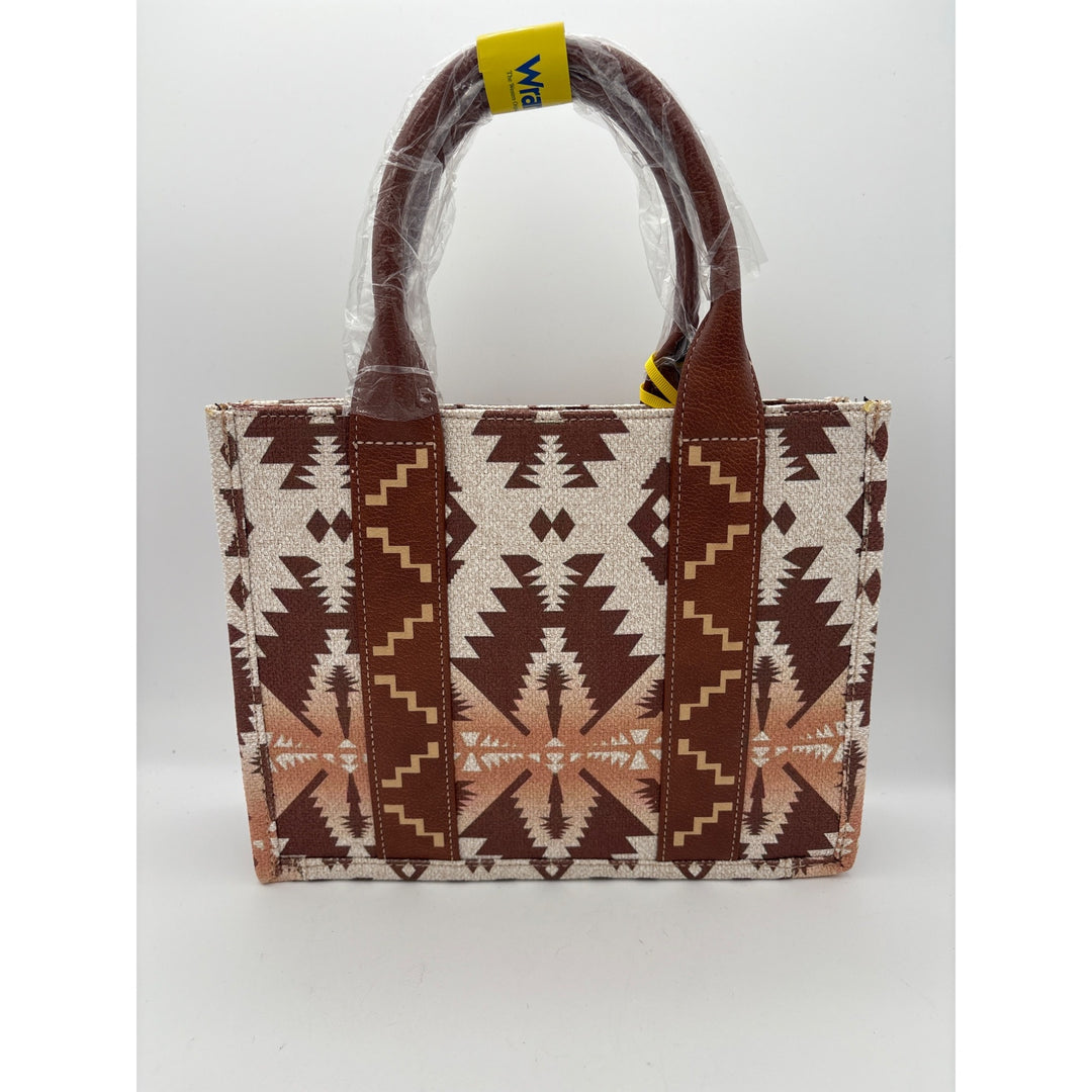 Women’s Wrangler White, Brown, & Orange Patterned Handbag w/ Leather Details