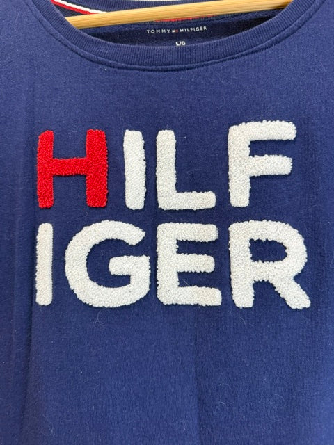 Tommy Hilfiger Navy Textured Logo Crewneck Sweatshirt SzL