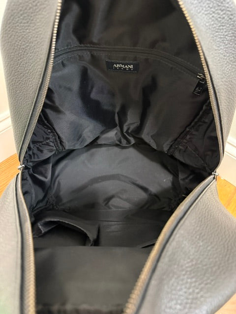 Armani Jeans Black Leather Backpack NWOT