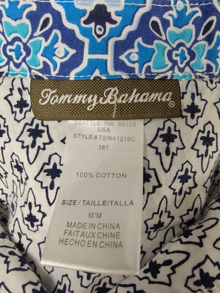 Mens Tommy Bahama Button Down Shirt White Black Size M