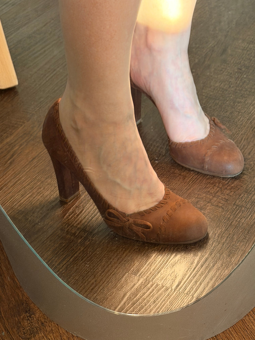 Christian Dior Vintage Brown Leather Bow Pumps Heels EU 38 US Made in Italy
