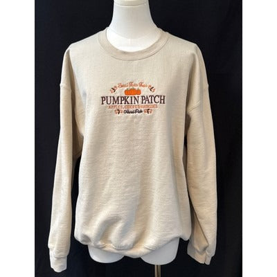 Gildan Heavy Blend Pumpkin Patch Embroidered Crewneck Sweatshirt Beige L