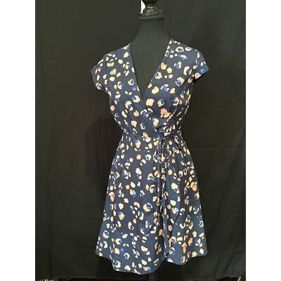 Rent The Runway Retired Cap Sleeve Wrap Dress Short Length 34" Floral Peach & Blue V-Neck Style