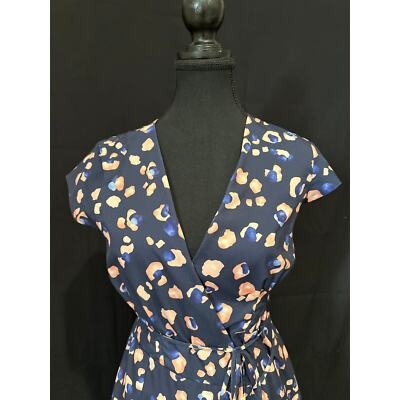 Rent The Runway Retired Cap Sleeve Wrap Dress Short Length 34" Floral Peach & Blue V-Neck Style