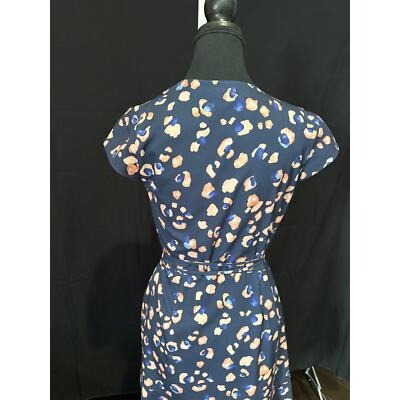 Rent The Runway Retired Cap Sleeve Wrap Dress Short Length 34" Floral Peach & Blue V-Neck Style