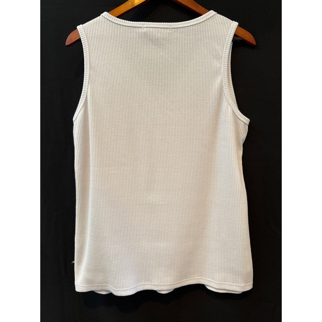 Women’s Merokeety V Neck White Tank Top XL