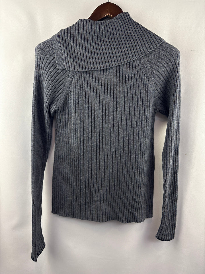 Women’s Magnolia Grace Small Gray Ribbed Knit Sweater