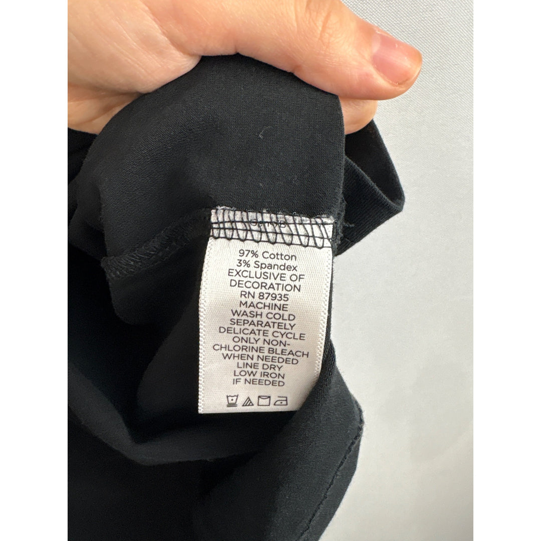 Susan Graver Black Lace Trim Cotton Blend T-Shirt L