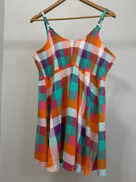 Torrid Stretch Challis Plaid Babydoll Tank Sz1 /1X / 14-16