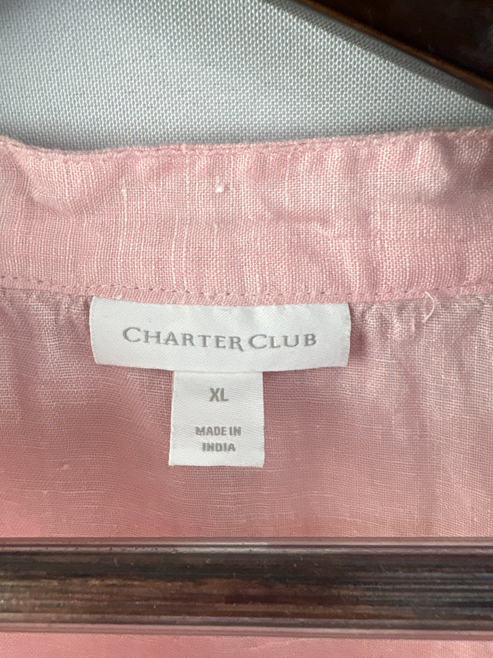 Women’s Charter Club XL Baby Pink Short Sleeve Button Up