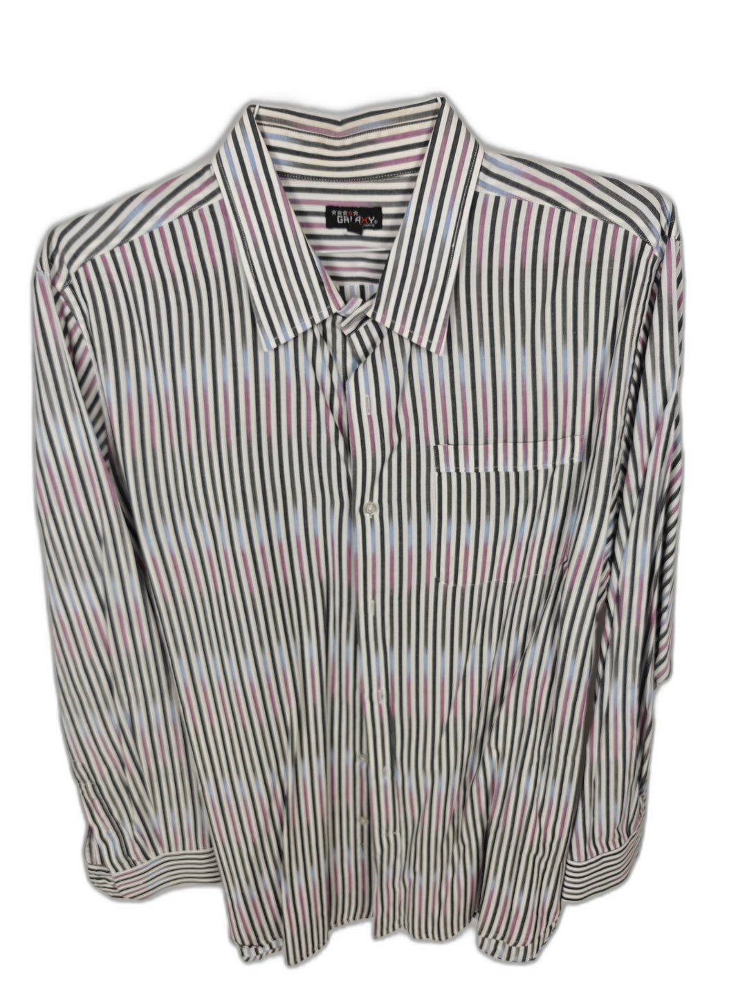 Galaxy by Harvic Men's 2XL Multicolor Striped Button Front Dress Shirt Long Sleeve