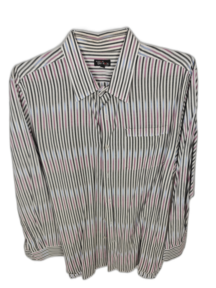 Galaxy by Harvic Men's 2XL Multicolor Striped Button Front Dress Shirt Long Sleeve