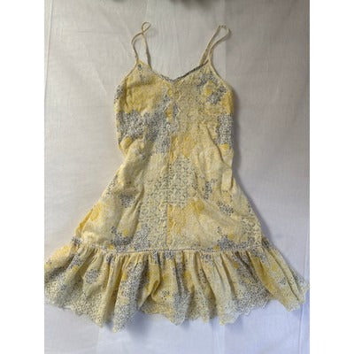 Rachel Zoe Yellow Gray Floral Boho Cotton Sundress Beach Cover Up