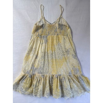 Rachel Zoe Yellow Gray Floral Boho Cotton Sundress Beach Cover Up