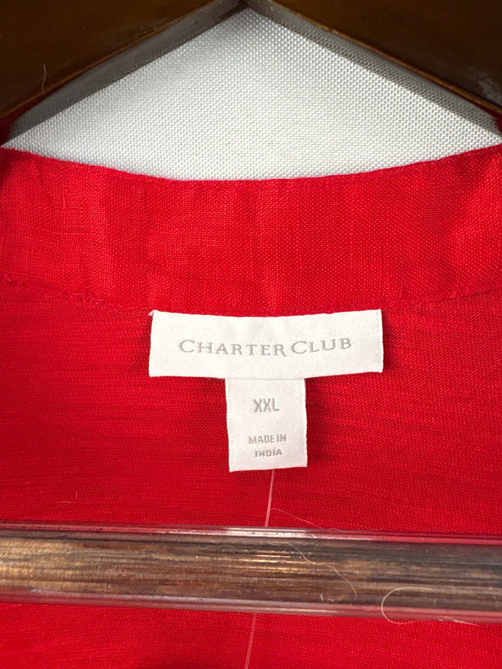 Women’s Charter Club XXL Bright Red Button Up Blouse