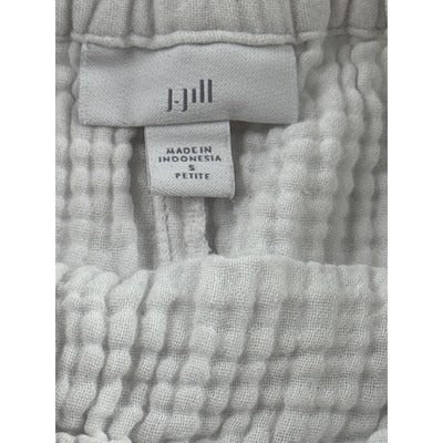 J. Jill Womens Petite Seersucker Skirt Size PS 100% Cotton Elastic Waist Made In Indonesia