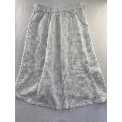 J. Jill Womens Petite Seersucker Skirt Size PS 100% Cotton Elastic Waist Made In Indonesia