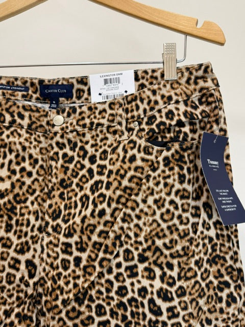 Charter Club Lexington Straight Cheetah Pant Sz16 NWT