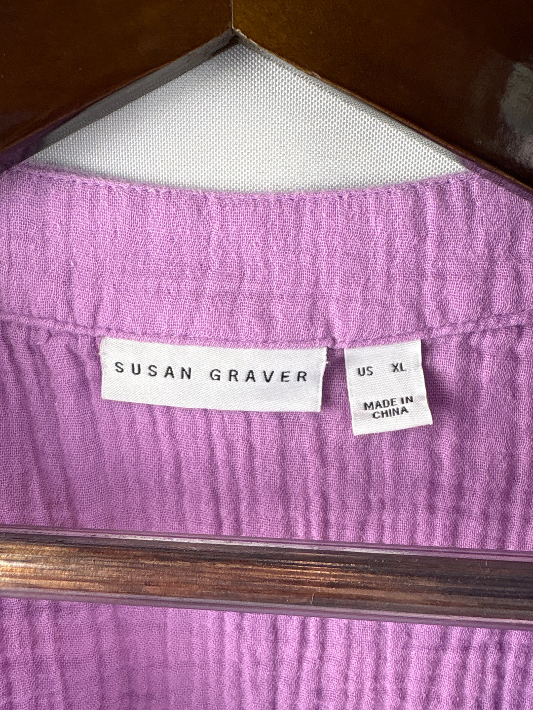 Women’s Susan Graver XL Light Purple Short Sleeve Blouse