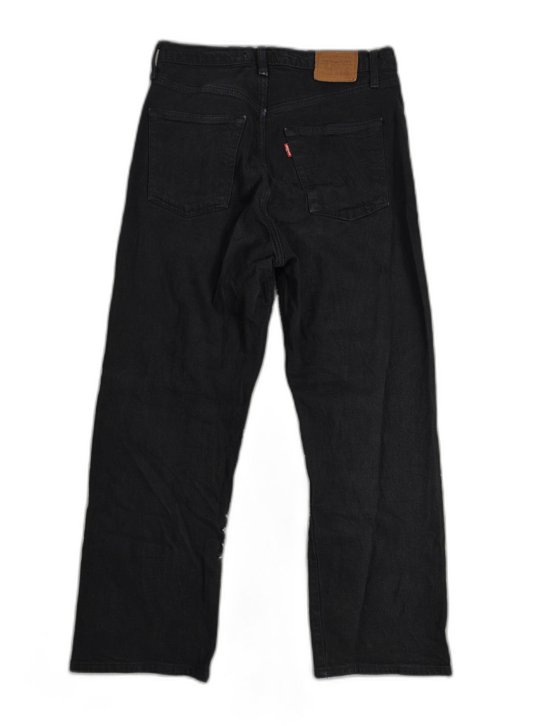 Mens Levis Ribcage Straight Ankle Jeans Black Size 28