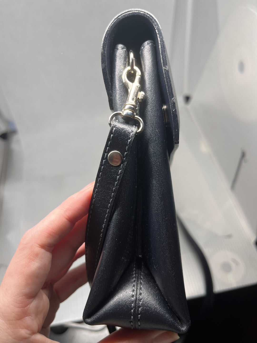 Francesco Biasia Black Leather Shoulder Bag Made in Italy