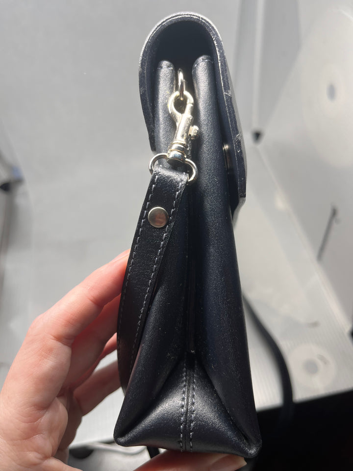 Francesco Biasia Black Leather Shoulder Bag Made in Italy