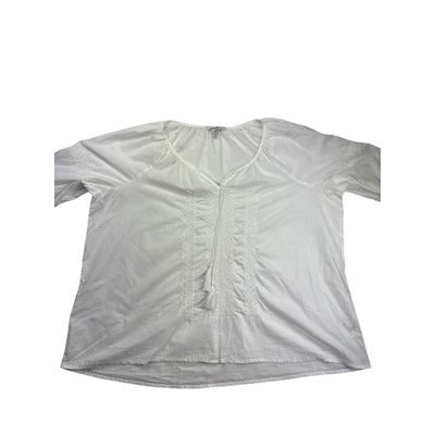 Old Navy Womens White Blouse XXL Cotton V-Neck Short Sleeve